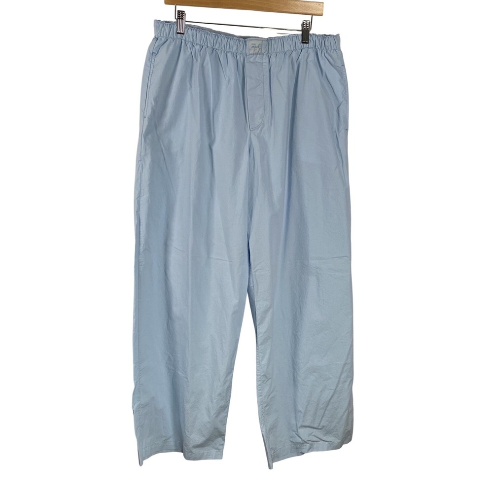 SKIMS Sleep Pants Womens XL Light Blue 100% Cotton Lounge Pajama Elastic Waist